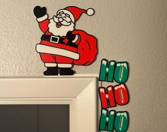 Weihnachtsmann Tür-Ecke - 3D gedruckte Weihnachtsdekor - Lustige Feiertags-Wand-Kunst