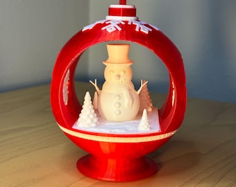 Adorno de bola de Navidad con muñeco de nieve – Decoración navideña para mesa y estante