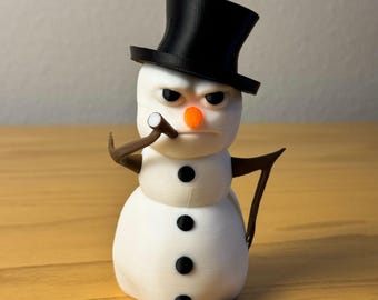 Lustig rauchender Schneemann - 3D gedruckte Weihnachtsfigur - Feiertags-Dekoration