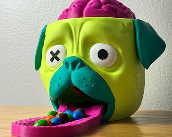 Pug Creeper de caramelos: dispensador de caramelos zombi impreso en 3D