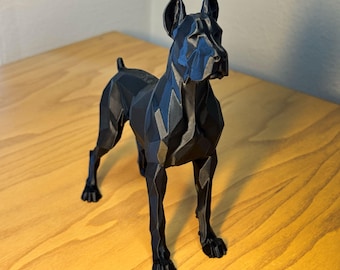 Estatua de dóberman de baja poligonización: decoración minimalista para perros / Figura impresa en 3D