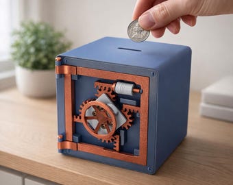 Mechanisches Zahnrad Sparschwein - 3D gedruckte Locking sicher, Schreibtisch Dekor