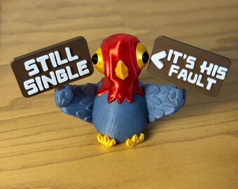 Palomas de protesta, pájaros divertidos impresos en 3D con mini carteles, decoración de escritorio hecha a mano.