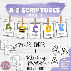 Escrituras de A a Z – Edição Animal | Cartões de Versículos Bíblicos para Crianças, Memorização de Escrituras para Crianças, Rastreamento de Escrituras e Atividades de Arte com Letras
