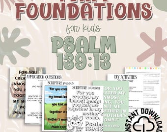 Solidne fundamenty dla dzieci | Psalm 139:13 | Pakiet ćwiczeń do nauki wersetów biblijnych do wydrukowania