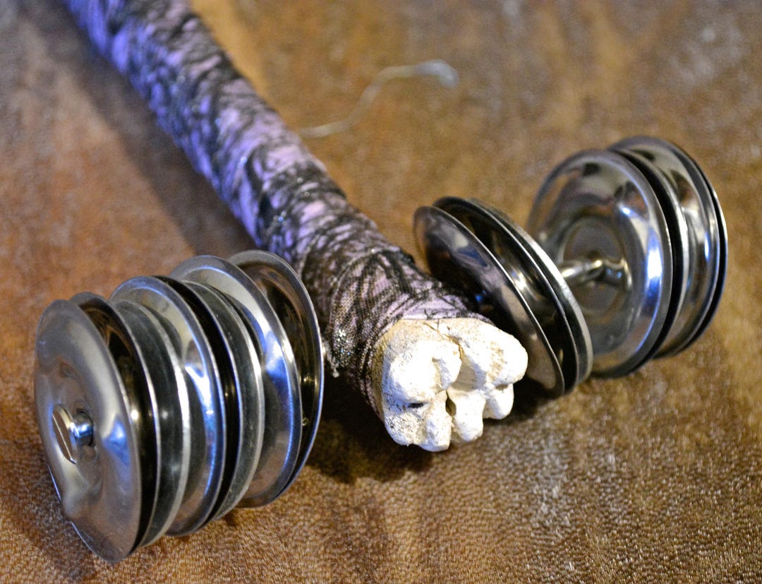 Dragon Bone Rattle Deer Bone Handle Rattle, Stainless Jingles, Fabric Wrap (001590) - Etsy