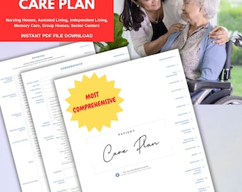 Patient Care Plan Printable PDF | Comprehensive Template for Assisted Living and Healthcare
