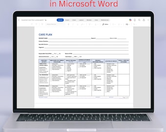 Patient Care Plan, EDITABLE Template: For Nursing Homes, Assisted Living, Senior Centers (Microsoft Word)