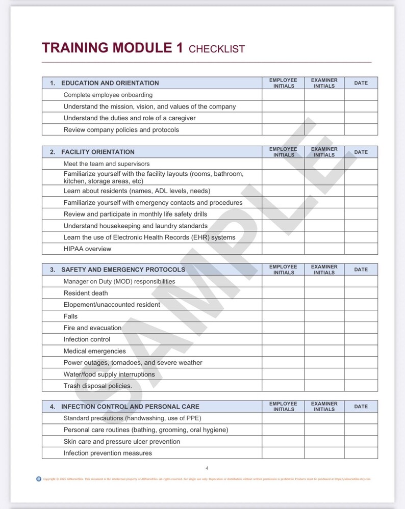 Caregiver Skills Checklist Competency Guide: PRINTABLE PDF ...