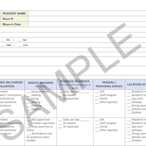 Comprehensive Care Plan Template for Elderly | Nursing Home, Assisted Living & Home Care PDF | Printable Patient Care Form. Landscape02