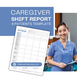 Caregiver Shift Report 4 Patient Template, Printable PDF File,