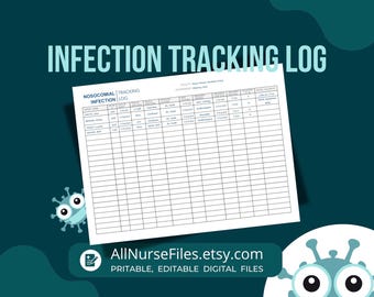 Patient Infection Tracking Log, Printable, PDF Nurse Documentation form