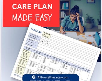 Care Plan Easy Template: Nursing Home, Assisted Living (Printable PDF)