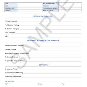 Patient Profile Form.pdf Face Sheet - an Essential Patient Profile: Quick, Clear, Complete - Etsy