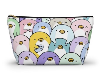 Pastel Penguin Pattern Accessory Pouch | T-Bottom Cosmetic Bag