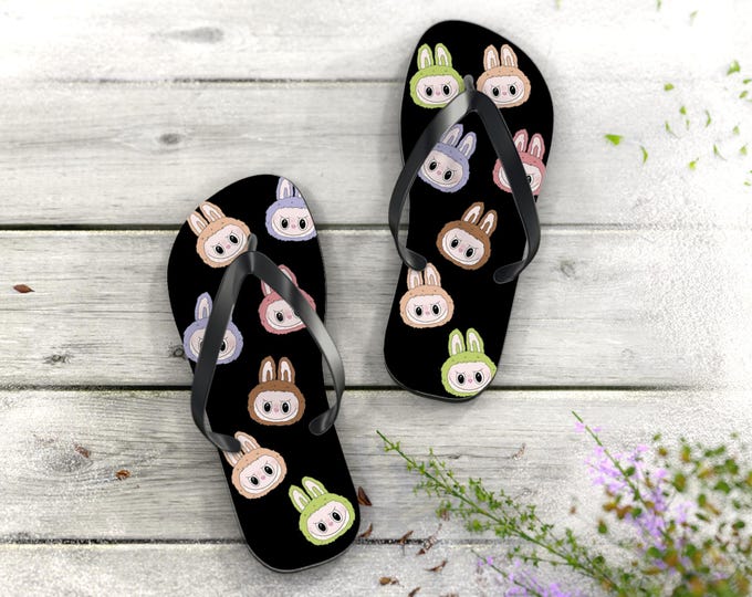 Featured listing image: Labubu Flip Flops, Summer Sandals, Labubu-Themed Footwear, Beachwear, Gift for Kids, Fun Pool Accessories