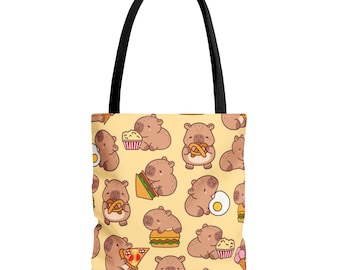 Cute Capybara Tote Bag – Adorable Kawaii Capybara Pattern, Animal Lover Aesthetic Bag, Sweet Gift for Her, Capybara Gifts