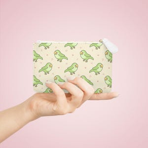 Whimsical Mini Clutch Bag - Cute Budgie Design, Perfect for Bird Lovers, Gift for Her, Small Wallet, travel pouch, evening bag