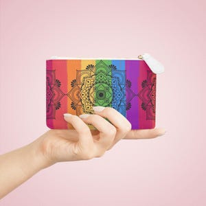 Vibrant Mandala Mini Clutch Bag | Rainbow Wallet, Bohemian Purse, Festival Pouch, Pride Accessory, Summer Essential