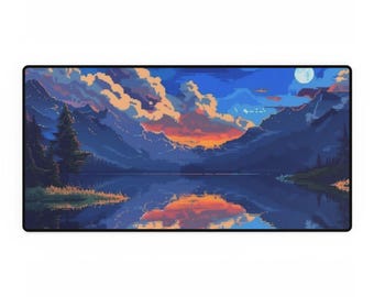 Mountain Sunset Lake Desk Mat | Scenic Landscape Mouse Pad