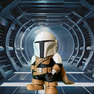 Mandalorian Figurine – Gift for Star Wars Fan – Unique Custom Geek Decor – Star Wars Shelf Display - 3D Printed