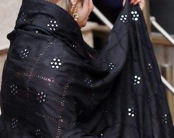 Chadar de césped suizo Chadar tradicional Multani hecho a mano con espejo y Tarkashi