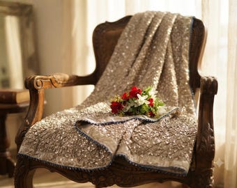 Bareeze Style Tussle Net Dupatta | Rose Gold Gota Jaal Work Wrap