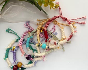 Colorful Tibetan Style Bracelet with Gemstones | Handmade  Adjustable Boho Style