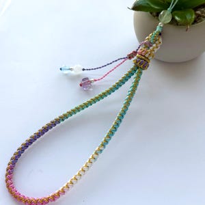 Handmade Phone Strap – Braided Wristlet Lanyard with Gemstones – Keychain Bag Charm– Elegant Gift #11