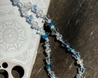 Iridescent Beaded Phone Strap: Handmade Crystal Star Charm