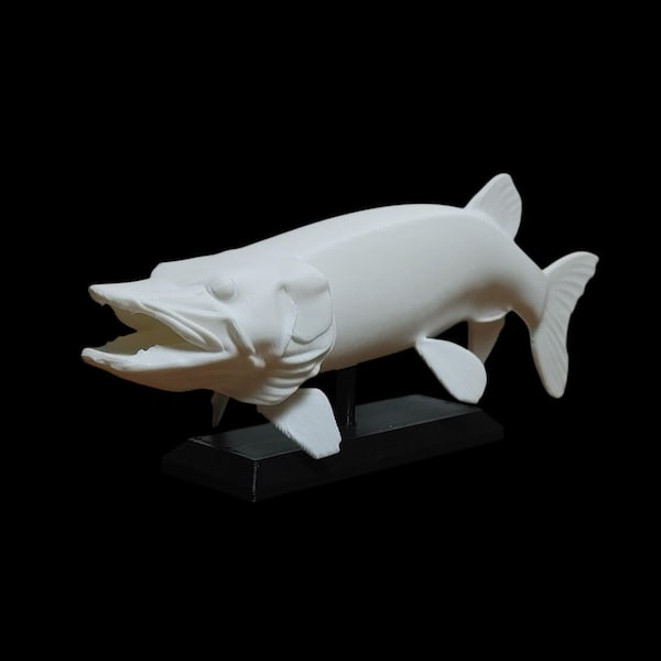 Musky Fish Mount 6.5" - 13" Mini - Freshwater Lake House Decor - Nautical 3D Printed - DIY Paint