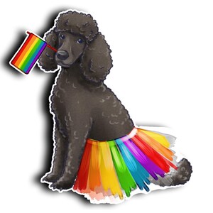 プライドドレスを着たプードル | プライドフラッグとスカート | LGBTQ | オリジナルアート | プライドパレード | プライドフェスティバル | プライドドッグ | プライドペット | プライドフラッグ