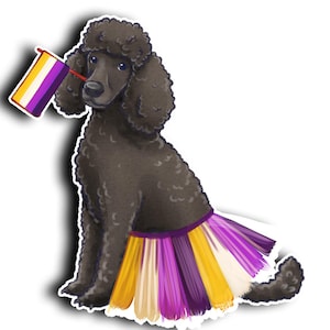 Pride Poedel | Niet-binair | Niet-binaire Pride-vlag | Origineel kunstwerk | Gestanst | Duurzaam | Waterdicht | Pride Dog | Pride Pet | Trotsparade