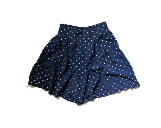 Vintage Shorts 1980s Skirt Polka Dot Navy Blue Coolots High - Etsy