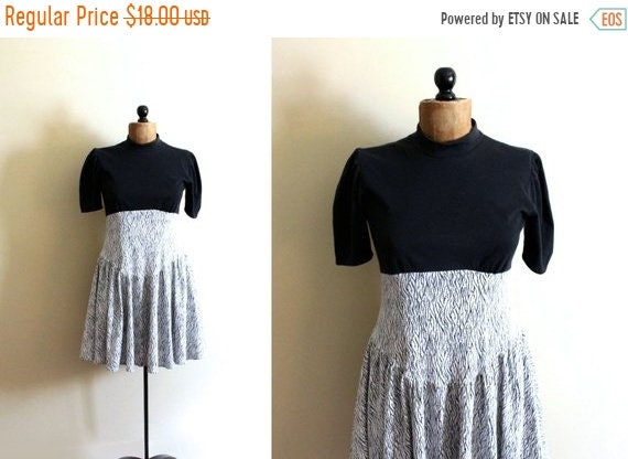 40% OFF SALE SALE vintage dress party 80s black white zebra | Etsy