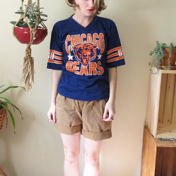 vintage shirt chicago bears 1980s navy blue orange retro football size small s children large l