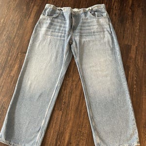 ZARA Womens Adjustable Stone Wash Style Loose Wide Leg Jeans Size 34