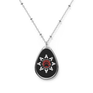 Oglala Lakota Oval Pendant Necklace, Vibrant Glossy Finish, Tribal Southwest Jewelry image 1