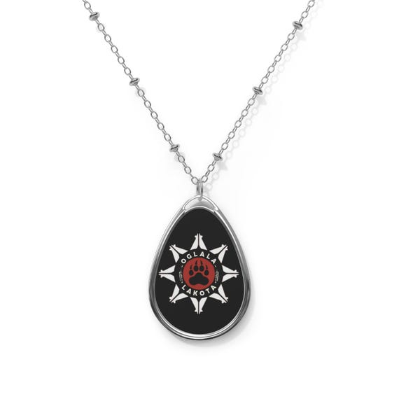 Oglala Lakota Oval Pendant Necklace, Vibrant Glossy Finish, Tribal Southwest Jewelry
