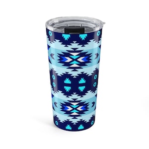 Native American Design Tumbler - Southwest Pattern Coffee Mug, Tribal Print Tea Cup, Indigenous Inspired Drinkware, Ethnic Beverage Holder,