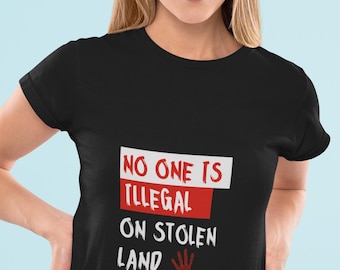 T-shirt unisexe No One is Illegal en coton épais
