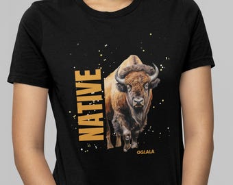 T-shirt unisexe en coton épais Native Oglala