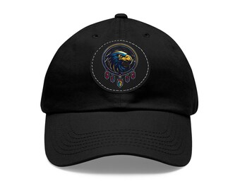 Native Eagle baseballpet met leren patch, vintage stijl