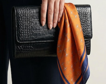 Mulberry Silk Scarf, Old Money Aesthetic, Quiet Luxury Scarf, Horse Bit Print, Saddle Orange Scarf, Equestrian Lifestyle
