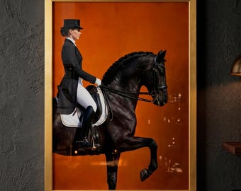 Horse wall art, Equestrian wall art, Dark academia art, Preppy wall art, Old money aesthetic, Dressage horse art