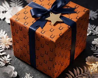 Equestrian wrapping, Designer wrapping paper, Showjumping gift, Old money aesthetic, Horseshoe print custom wrapping, Horse show prize