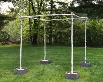 4 White Birch Wedding Chuppah Stands
