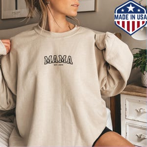 Custom Mama Embroidered Sweatshirt: Personalized Mom Gift