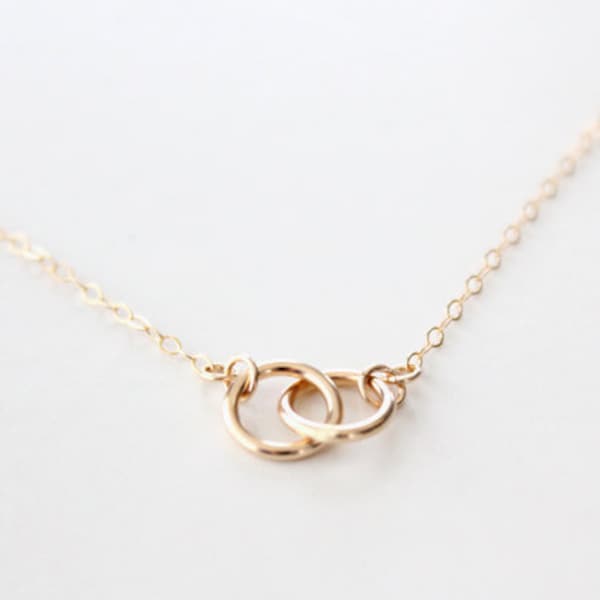 14k Gold Filled Double Ring Necklace - Eternal - Gold