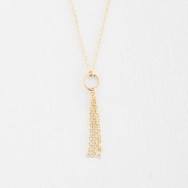 Chain Tassel Necklace - 14k Gold Filled or Sterling Silver - Valenteen